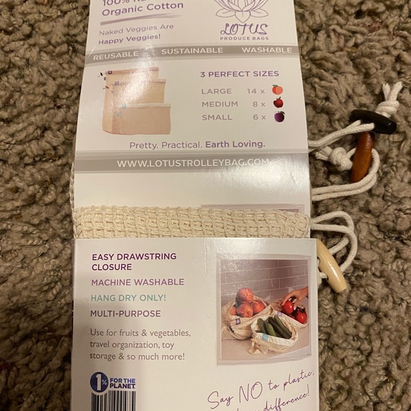 New Lotus Sustainables Premium 100% Organic Cotton Reusable Produce Bags - Picture 6 of 7